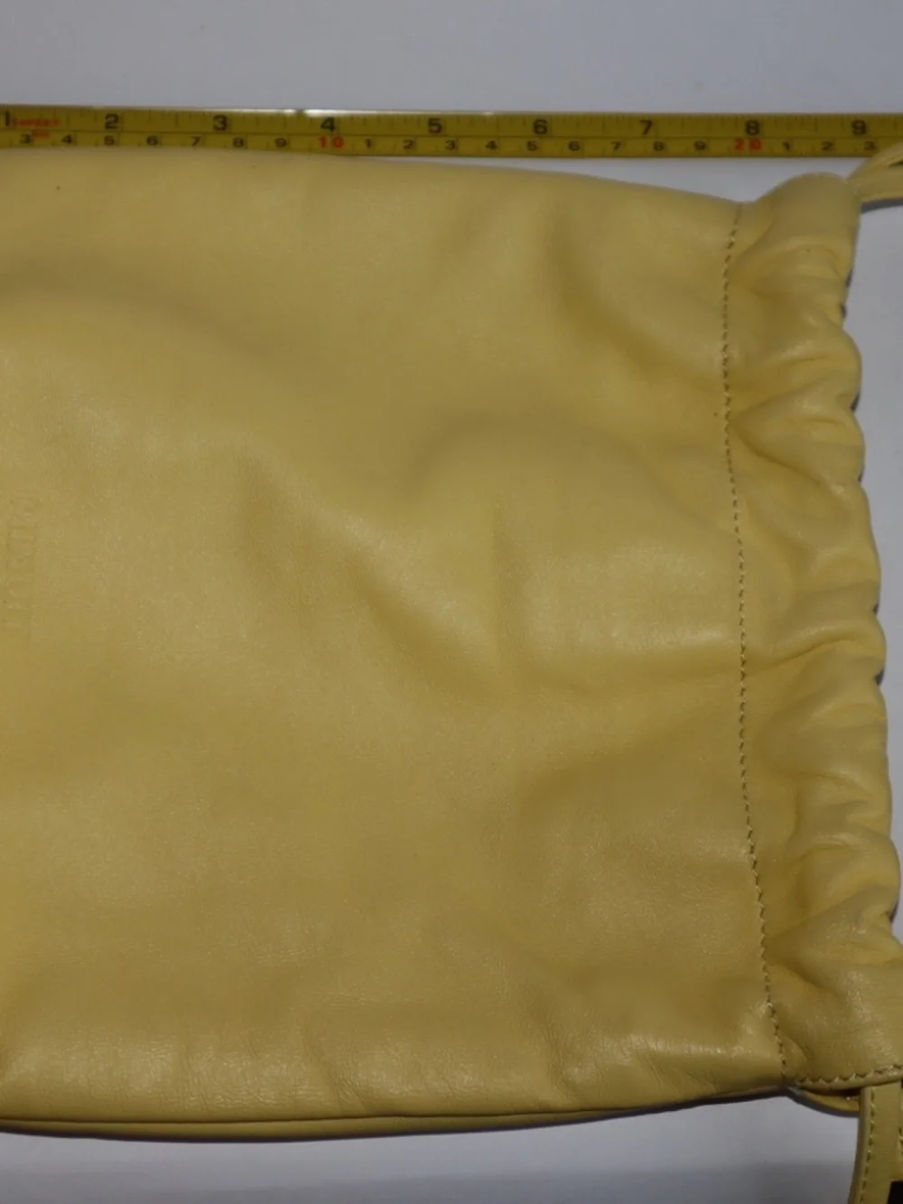Drawstring Yellow Leather Pouch